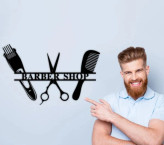 تابلو دکوراتیو فلزی مدرن، کد T222 | تابلو باربر شاپ (آرایشگاه مردانه) | تابلو لیزری