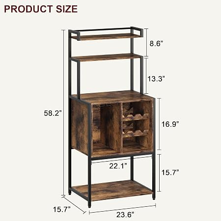 میز بار و کابینت نوشیدنی ایستاده با جای بطری و آویز لیوان کد G114
