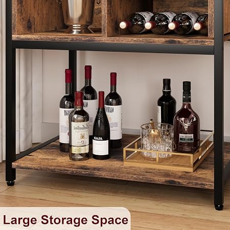 میز بار و کابینت نوشیدنی ایستاده با جای بطری و آویز لیوان کد G114