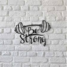 تابلو دکوراتیو فلزی و چوبی مدرن کد T281 | طرح "Be Strong" | مناسب سالن های ورزشی