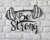 تابلو دکوراتیو فلزی و چوبی مدرن کد T281 | طرح "Be Strong" | مناسب سالن های ورزشی