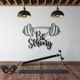 تابلو دکوراتیو فلزی و چوبی مدرن کد T281 | طرح "Be Strong" | مناسب سالن های ورزشی