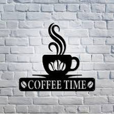 تابلو دکوراتیو فلزی مدرن، کد T145 | تابلو کافیشاپ Coffee Time | مینیمال_دکور دیواری لیزری