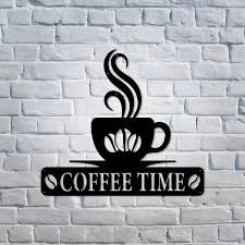 تابلو دکوراتیو فلزی مدرن، کد T145 | تابلو کافیشاپ Coffee Time | مینیمال_دکور دیواری لیزری