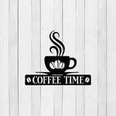 تابلو دکوراتیو فلزی مدرن، کد T145 | تابلو کافیشاپ Coffee Time | مینیمال_دکور دیواری لیزری