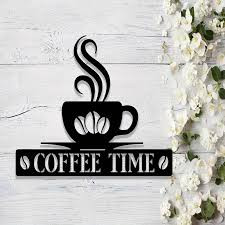 تابلو دکوراتیو فلزی مدرن، کد T145 | تابلو کافیشاپ Coffee Time | مینیمال_دکور دیواری لیزری