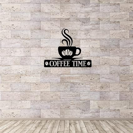 تابلو دکوراتیو فلزی مدرن، کد T145 | تابلو کافیشاپ Coffee Time | مینیمال_دکور دیواری لیزری