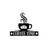 تابلو دکوراتیو فلزی مدرن، کد T145 | تابلو کافیشاپ Coffee Time | مینیمال_دکور دیواری لیزری