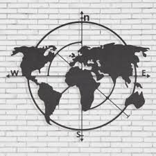 تابلو دکوراتیو فلزی مدرن، کد T198 | تابلو سه بعدی «نقشه کره زمین» | مینیمال_تابلو لیزری