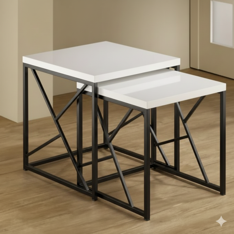 میز عسلی و جلو مبلی مدرن فلزی، ست دوتایی (رویهMDF) کد M107 | طراحی خاص و زیبا