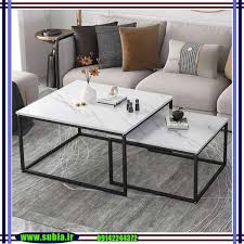 میز عسلی و جلو مبلی مدرن فلزی، ست دوتایی (رویهMDF) کد M110 | طراحی خاص و زیبا