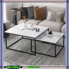میز عسلی و جلو مبلی مدرن فلزی، ست دوتایی (رویهMDF) کد M110 | طراحی خاص و زیبا