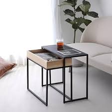 میز عسلی و جلو مبلی مدرن فلزی دوتایی کشودار کد M152 | (رویهMDF) طراحی خاص و زیبا